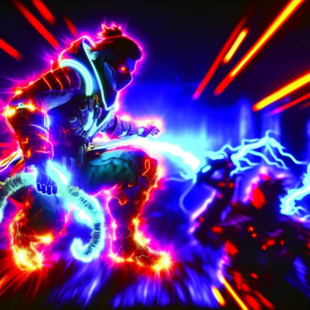 Postacie 20 Minutes Till Dawn używające swoich umiejętności wśród neonowych wybuchów