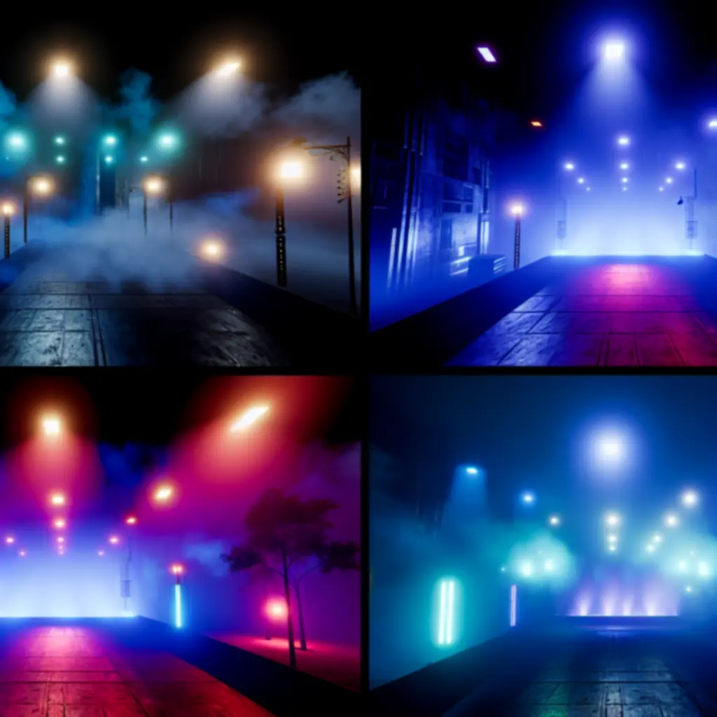 Mroczna, neonowa arena nocna w 20 Minutes Till Dawn